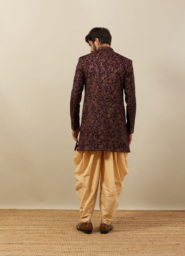 Manyavar Men Windsor Wine Angrakha Style Indo Western Set