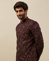 alt message - Manyavar Men Windsor Wine Angrakha Style Indo Western Set image number 0