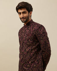 Manyavar Men Windsor Wine Angrakha Style Indo Western Set