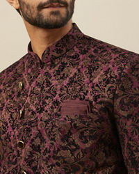 Manyavar Men Windsor Wine Angrakha Style Indo Western Set