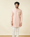 Manyavar Men Rosewater Pink Diamond Patterned Indo Western Set