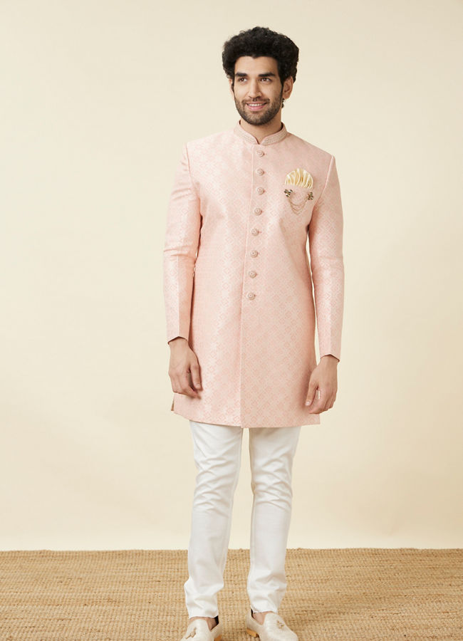 Light Pink Chequered Indo Western image number 2