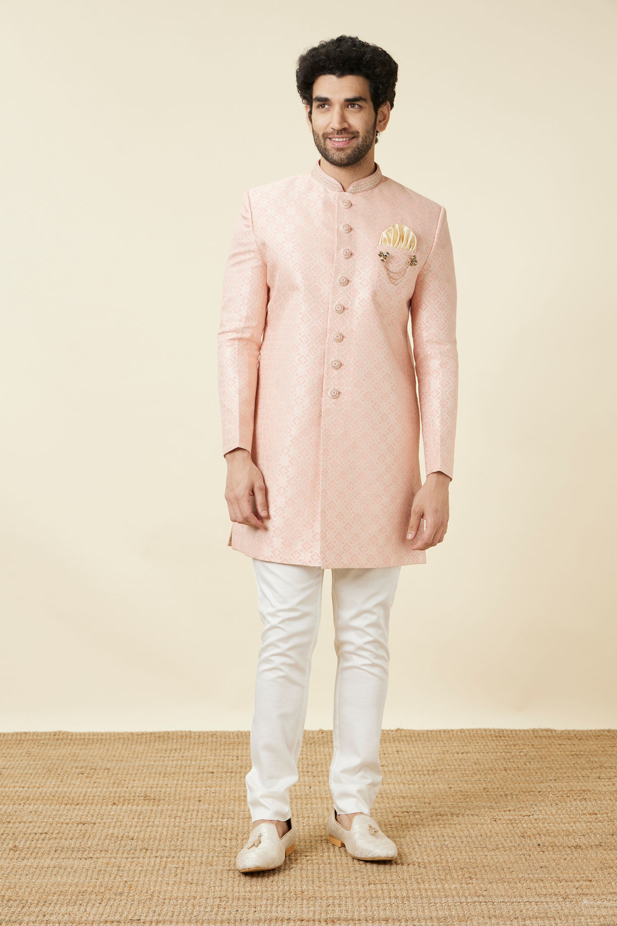 Light Pink Chequered Indo Western image number 2