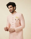 alt message - Manyavar Men Rosewater Pink Diamond Patterned Indo Western Set image number 0