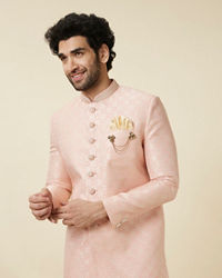 Manyavar Men Rosewater Pink Diamond Patterned Indo Western Set