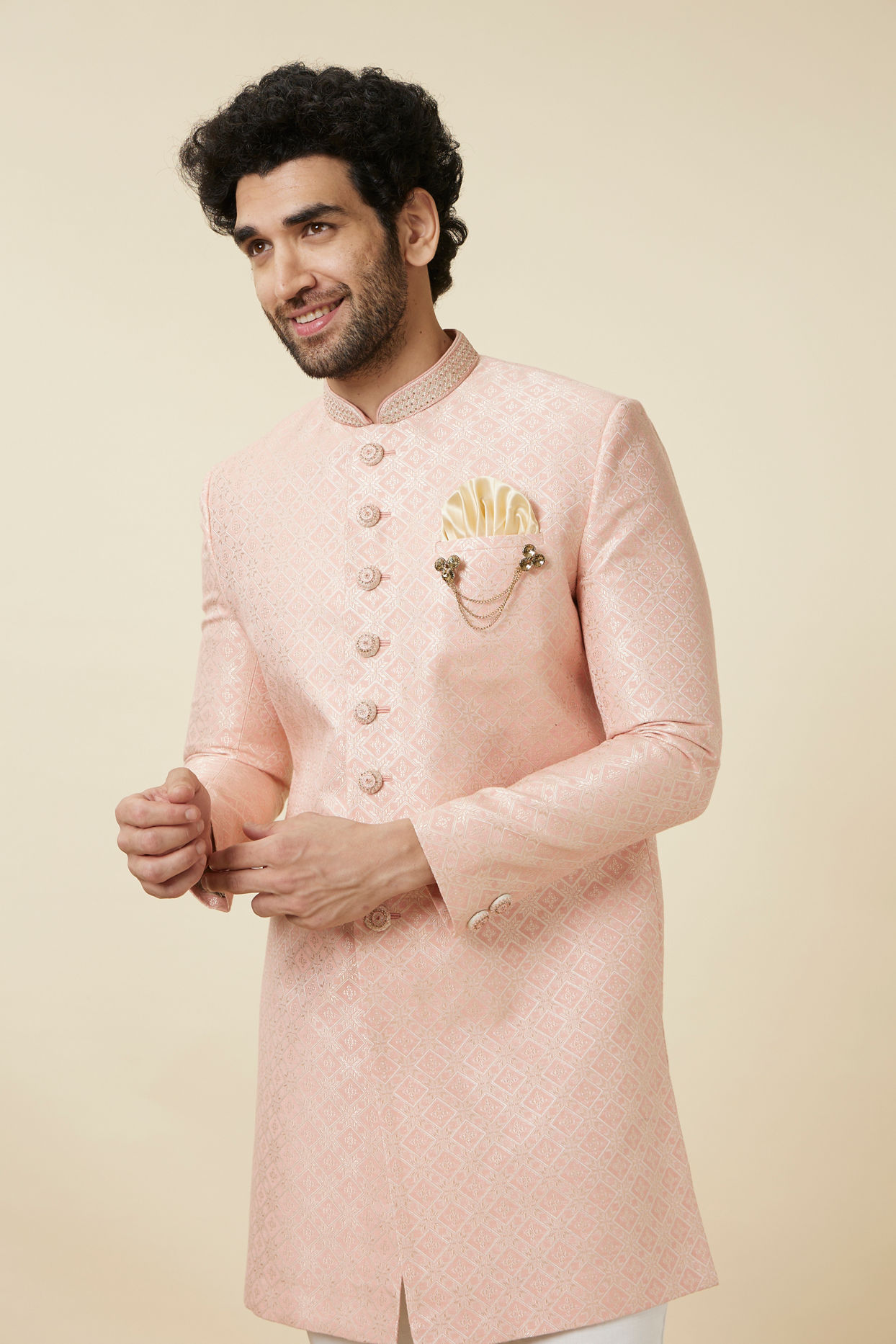 Light Pink Chequered Indo Western image number 0