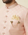 alt message - Manyavar Men Rosewater Pink Diamond Patterned Indo Western Set image number 1
