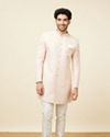Manyavar Men Soft Pink Medallion Patterned Indo Western Set