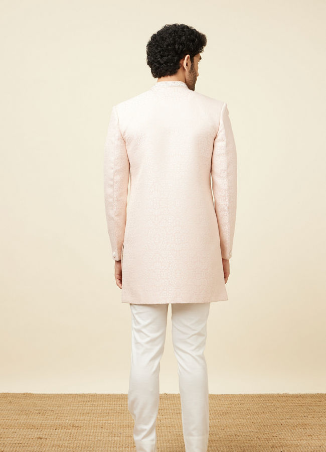 Manyavar Men Soft Pink Medallion Patterned Indo Western Set