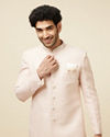 alt message - Manyavar Men Soft Pink Medallion Patterned Indo Western Set image number 0