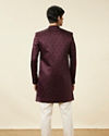 Manyavar Men Mauve Wine Botanical Printed Indo Western Set
