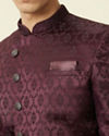 Manyavar Men Mauve Wine Botanical Printed Indo Western Set