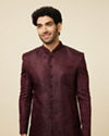 Cabernet Red Jhallar Patterned Indo Western Set