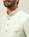 alt message - Manyavar Men Mint Julep Green Floral Patterned Indo Western Set image number 1