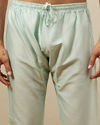 Manyavar Men Mint Julep Green Floral Patterned Indo Western Set