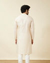 Manyavar Men Antique White Leaf Patterned Kurta Set