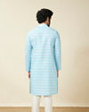 alt message - Manyavar Men Tropical Blue Diamond Patterned Casual Kurta image number 5