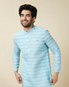 Light Blue Self Chequered Printed Kurta image number 0