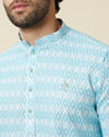 Manyavar Men Tropical Blue Diamond Patterned Casual Kurta