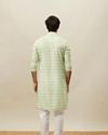 alt message - Manyavar Men Shadow Lime Green Ikat Inspired Printed Kurta image number 4