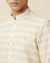 Manyavar Men Tea Green Harlequin Printed Casual Kurta