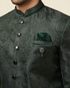 Manyavar Men Hunter Green Jhallar Patterned Indo Western Set
