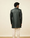 alt message - Manyavar Men Hunter Green Jhallar Patterned Indo Western Set image number 4