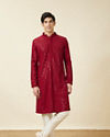 Maroon Chikankari Kurta Set image number 3