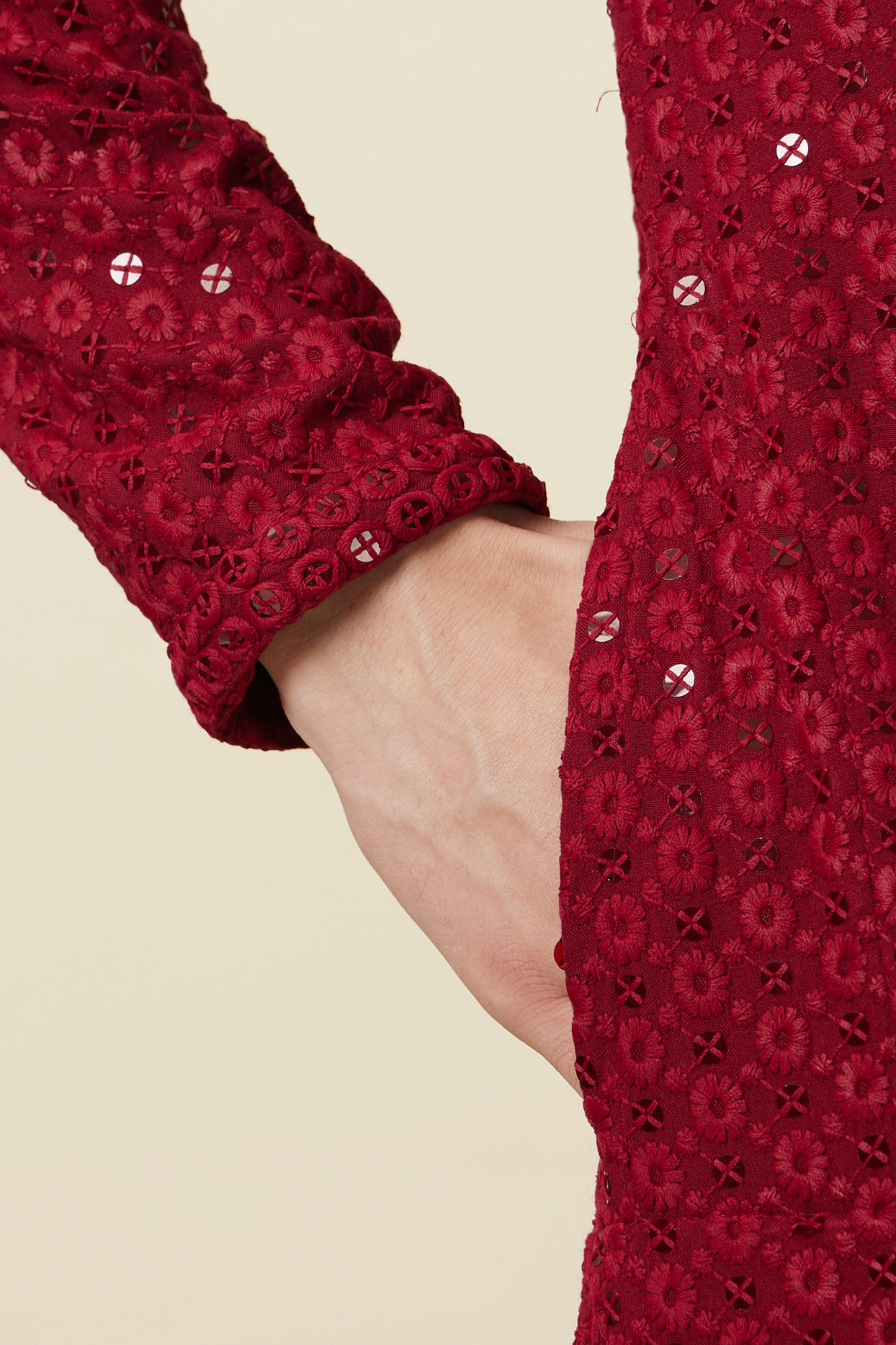 Maroon Chikankari Kurta Set image number 2