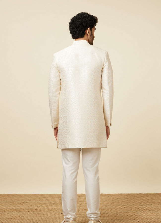Manyavar Men Cloud Cream Floral Patterned Indo Western Set