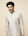 alt message - Manyavar Men Light Lilac Floral Patterned Indo Western Jacket image number 0