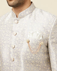 Manyavar Men Light Lilac Floral Patterned Indo Western Jacket