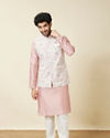 Manyavar Men Ivory White Bel Buti Printed Jacket