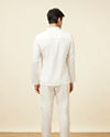 alt message - Manyavar Men Ivory White Embroidered Neckline Short Kurta image number 3