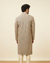 Manyavar Men Estate Blue Diamond Chikankari Patterned Kurta Set