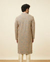 alt message - Manyavar Men Estate Blue Diamond Chikankari Patterned Kurta Set image number 5