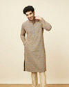Manyavar Men Estate Blue Diamond Chikankari Patterned Kurta Set
