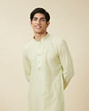 Manyavar Men Tea Green Linear Patterned Kurta Set image number 0