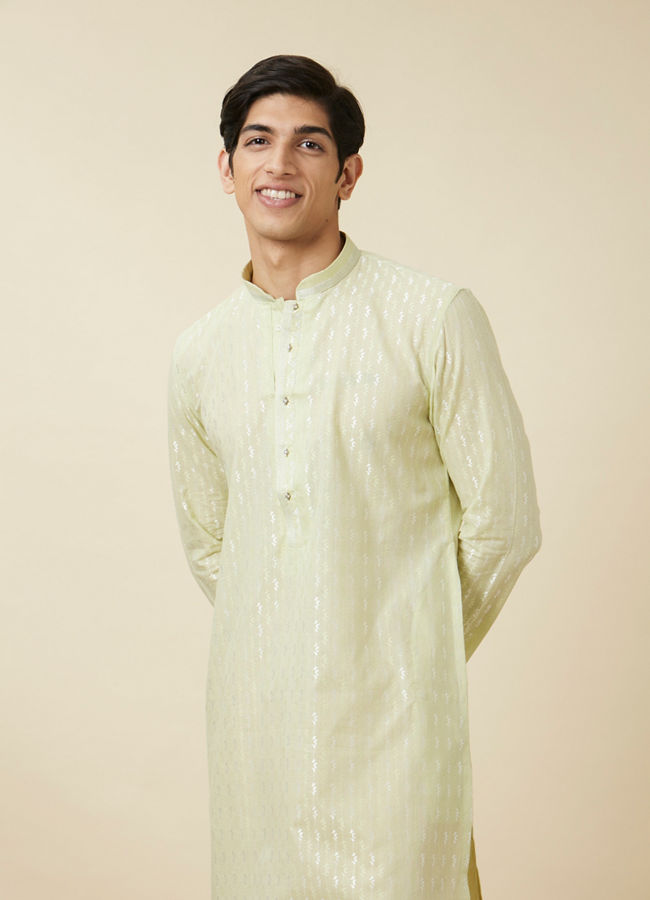 Buy Lime Yellow Vertical Patterned Kurta Set Online in the USA
