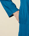Manyavar Men Brilliant Blue Embroidered Neckline Kurta Set