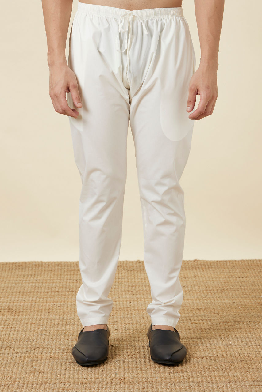 Manyavar Men True Red Embroidered Neckline Kurta Set