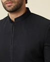 Manyavar Men Midnight Black Diamond Patterned Indo Western Set