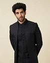 alt message - Manyavar Men Midnight Black Diamond Patterned Indo Western Set image number 0