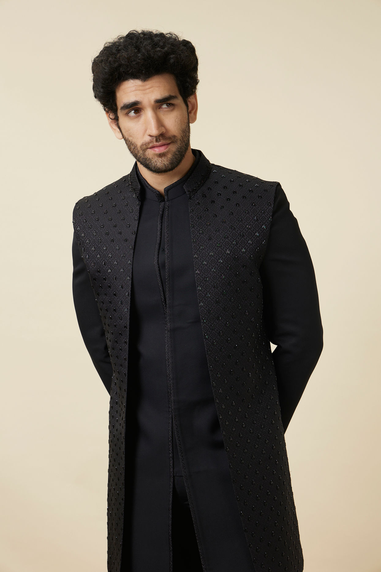 Black Embellished Jacket Style Indo Western image number 0