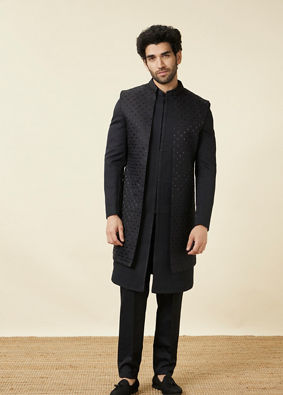 Black Embellished Jacket Style Indo Western image number 3