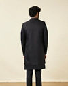 Manyavar Men Midnight Black Diamond Patterned Indo Western Set