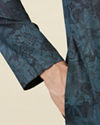 Manyavar Men Crystal Teal Blue Floral Printed Casual Kurta