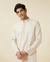 Ivory White Embroidered Neckline Kurta Set