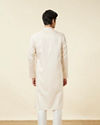 Manyavar Men Ivory White Embroidered Neckline Kurta Set