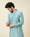 Aqua Blue Buta Patterned Kurta Set